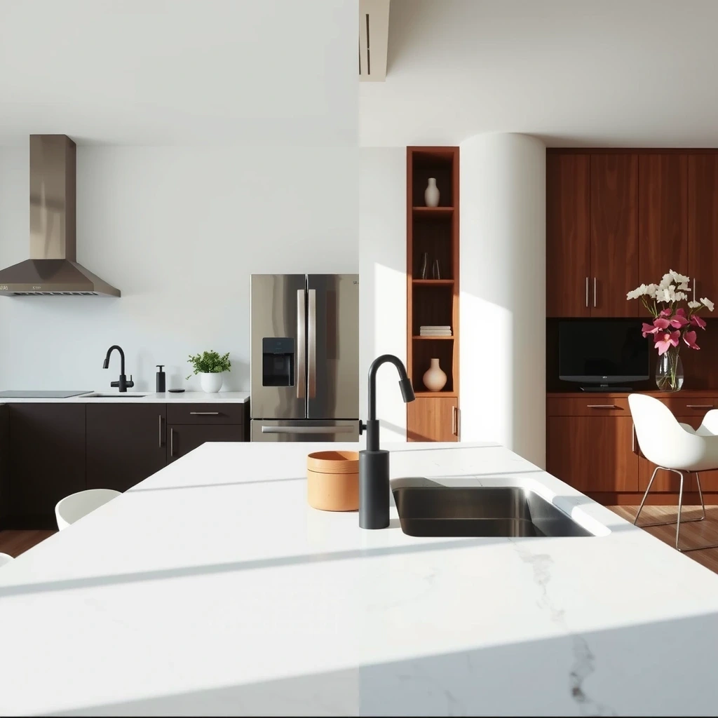 Before and after countertop cleaning